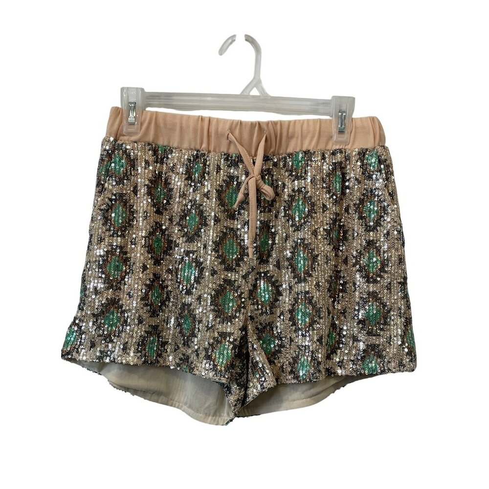 Rowdy Crowd Clothing Shorts Size Large Sequin Aztec Drawstring Ranch Summer NEW